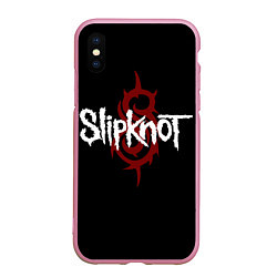 Чехол iPhone XS Max матовый Slipknot Надпись, цвет: 3D-розовый