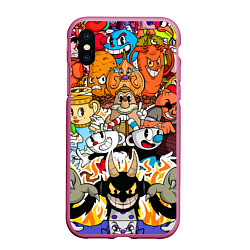 Чехол iPhone XS Max матовый CUPHEAD, цвет: 3D-малиновый