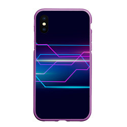Чехол iPhone XS Max матовый Лазерные лучи, цвет: 3D-фиолетовый