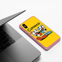 Чехол iPhone XS Max матовый CUPHEAD, цвет: 3D-малиновый — фото 2