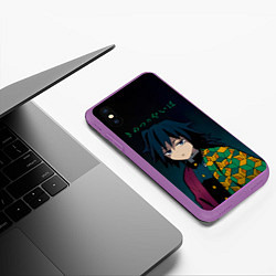 Чехол iPhone XS Max матовый Гию Томиока Kimetsu no Yaiba, цвет: 3D-фиолетовый — фото 2