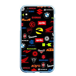 Чехол iPhone XS Max матовый Motorcycle pattern Мото паттерн Z, цвет: 3D-голубой