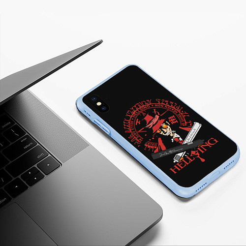 Чехол iPhone XS Max матовый Hellsing / 3D-Голубой – фото 3