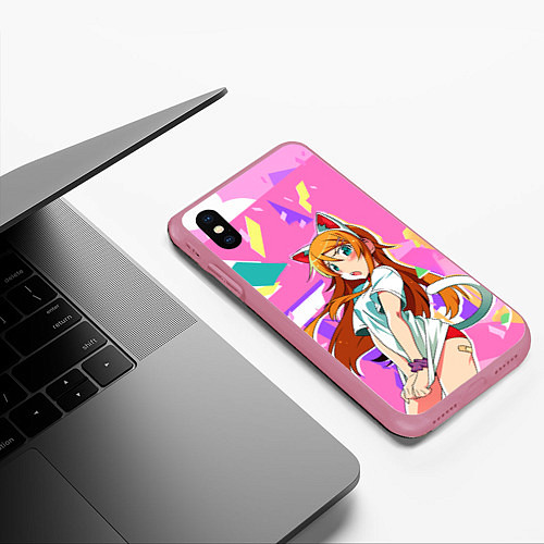 Чехол iPhone XS Max матовый Kirino Kousaka / 3D-Малиновый – фото 3