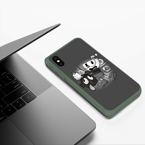 Чехол iPhone XS Max матовый CUPHEAD / 3D-Темно-зеленый – фото 3