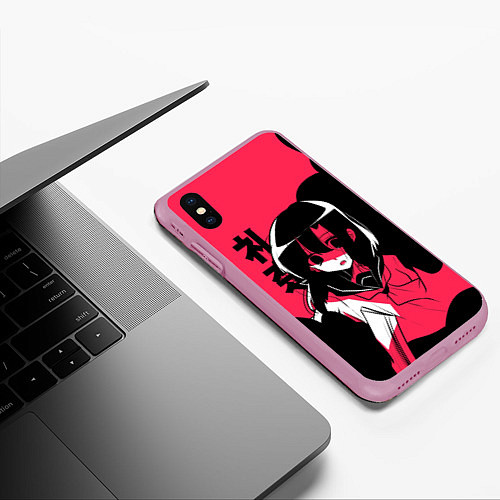 Чехол iPhone XS Max матовый Rena Black Pink / 3D-Розовый – фото 3