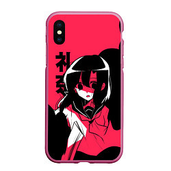 Чехол iPhone XS Max матовый Rena Black Pink, цвет: 3D-малиновый