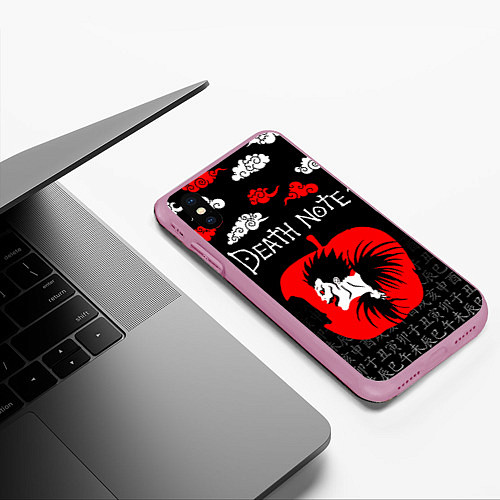 Чехол iPhone XS Max матовый ТЕТРАДЬ СМЕРТИ / 3D-Розовый – фото 3