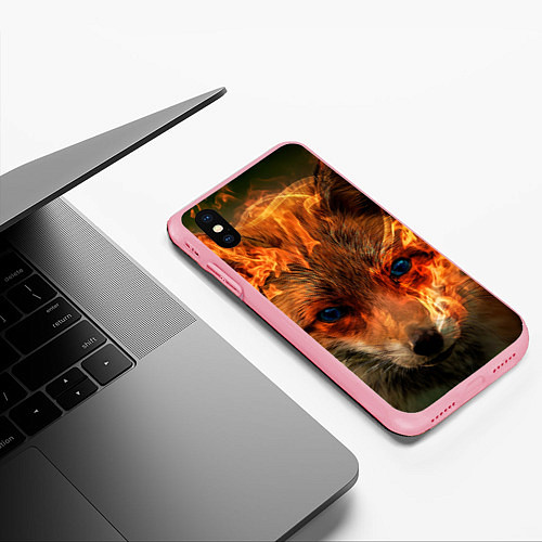 Чехол iPhone XS Max матовый Огненная лиса / 3D-Баблгам – фото 3