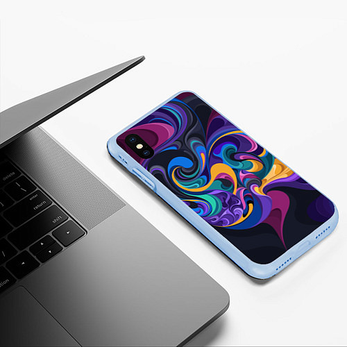 Чехол iPhone XS Max матовый Масло / 3D-Голубой – фото 3