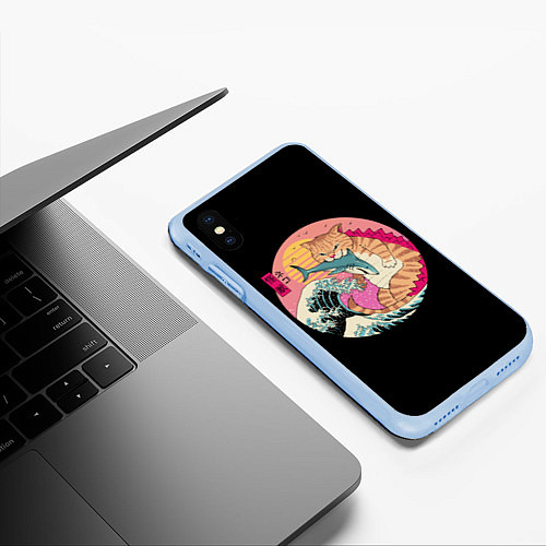 Чехол iPhone XS Max матовый CATZILLA / 3D-Голубой – фото 3