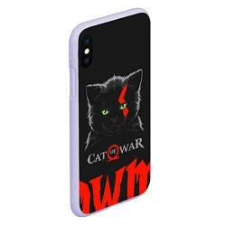 Чехол iPhone XS Max матовый Cat of war, цвет: 3D-светло-сиреневый — фото 2