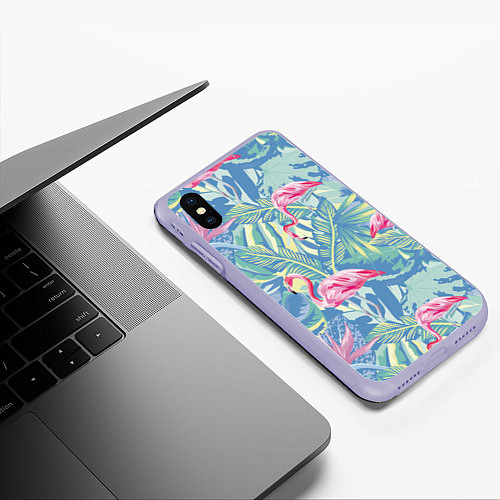 Чехол iPhone XS Max матовый Фламинго / 3D-Светло-сиреневый – фото 3