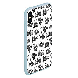 Чехол iPhone XS Max матовый Акварельные панды паттерн, цвет: 3D-голубой — фото 2
