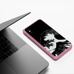 Чехол iPhone XS Max матовый Волна Канагава, цвет: 3D-малиновый — фото 2