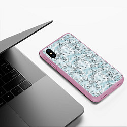 Чехол iPhone XS Max матовый Следы, цвет: 3D-розовый — фото 2