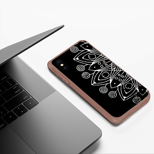 Чехол iPhone XS Max матовый Mandala / 3D-Коричневый – фото 3