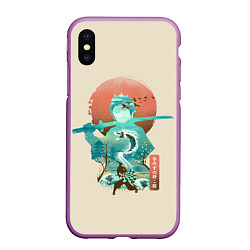 Чехол iPhone XS Max матовый Demon Slayer Tanjiro, цвет: 3D-фиолетовый