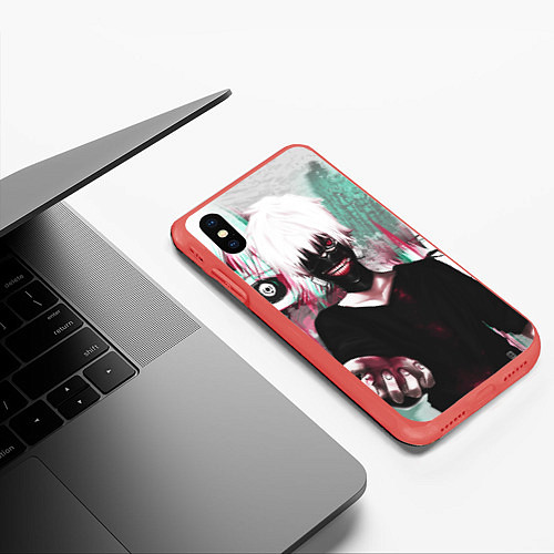 Чехол iPhone XS Max матовый Полугуль Канеки / 3D-Красный – фото 3