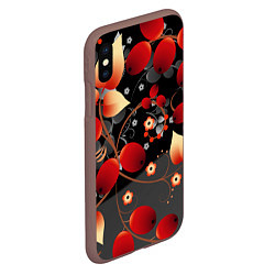 Чехол iPhone XS Max матовый Ягодная роспись, цвет: 3D-коричневый — фото 2