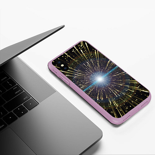 Чехол iPhone XS Max матовый Неоновые стрелы / 3D-Сиреневый – фото 3