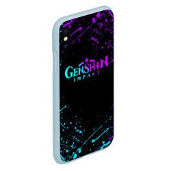 Чехол iPhone XS Max матовый GENSHIN IMPACT NEON LOGO, цвет: 3D-голубой — фото 2