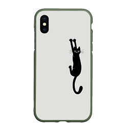 Чехол iPhone XS Max матовый Испуганный кот, цвет: 3D-темно-зеленый