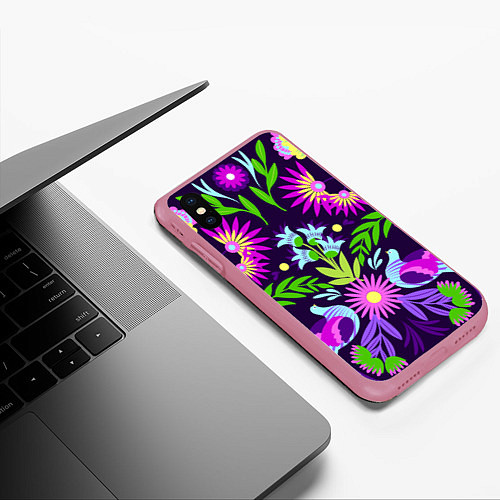 Чехол iPhone XS Max матовый Мексиканская феерия / 3D-Малиновый – фото 3