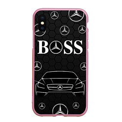 Чехол iPhone XS Max матовый BOSS MERCEDES-BENZ, цвет: 3D-розовый