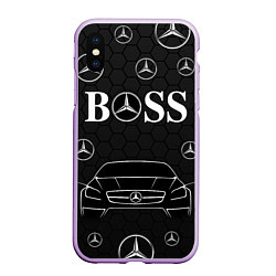 Чехол iPhone XS Max матовый BOSS MERCEDES-BENZ, цвет: 3D-сиреневый