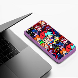 Чехол iPhone XS Max матовый Friday Night Funkin все герои, цвет: 3D-фиолетовый — фото 2