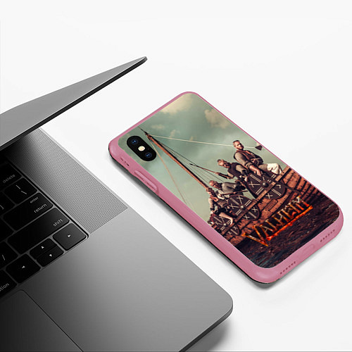 Чехол iPhone XS Max матовый Valheim викинги / 3D-Малиновый – фото 3