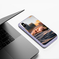 Чехол iPhone XS Max матовый Лисенок в бутылке, цвет: 3D-светло-сиреневый — фото 2