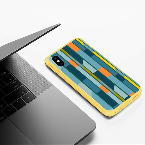 Чехол iPhone XS Max матовый Абстракция в стиле модерн / 3D-Желтый – фото 3