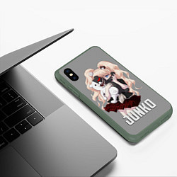 Чехол iPhone XS Max матовый MONOKUMA JUNKO, цвет: 3D-темно-зеленый — фото 2