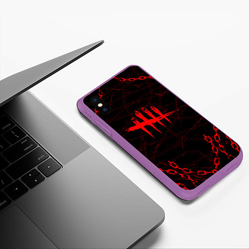 Чехол iPhone XS Max матовый DEAD BY DAYLIGHT ЦЕПИ / 3D-Фиолетовый – фото 3