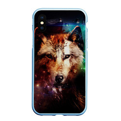 Чехол iPhone XS Max матовый WOLF, цвет: 3D-голубой