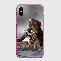 Чехол iPhone XS Max матовый Valheim Викинг, цвет: 3D-малиновый