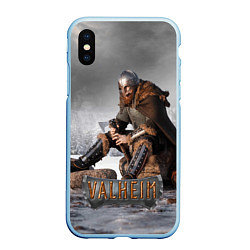 Чехол iPhone XS Max матовый Valheim Викинг, цвет: 3D-голубой