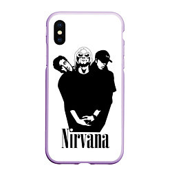 Чехол iPhone XS Max матовый Nirvana Группа, цвет: 3D-сиреневый