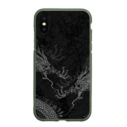 Чехол iPhone XS Max матовый Chinese Dragons, цвет: 3D-темно-зеленый