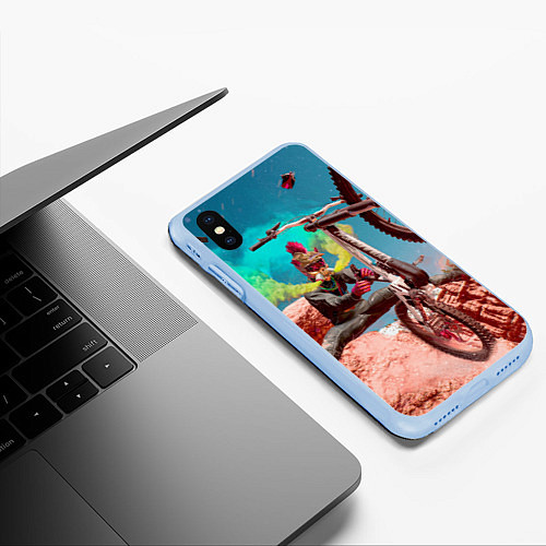 Чехол iPhone XS Max матовый Riders Republic / 3D-Голубой – фото 3