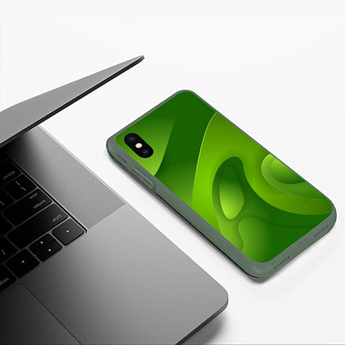 Чехол iPhone XS Max матовый 3d Green abstract / 3D-Темно-зеленый – фото 3