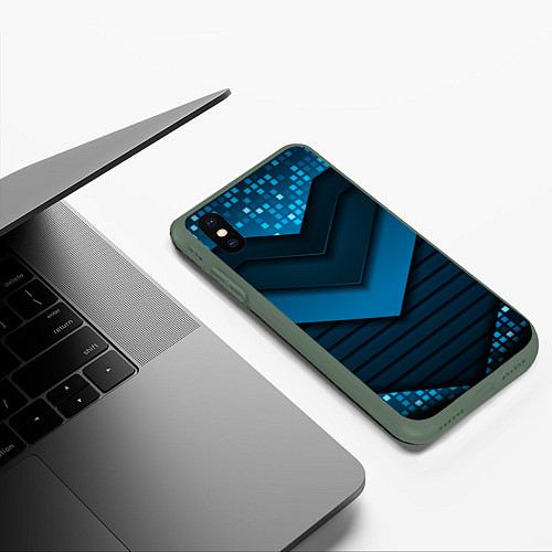 Чехол iPhone XS Max матовый 3D luxury blue abstract / 3D-Темно-зеленый – фото 3