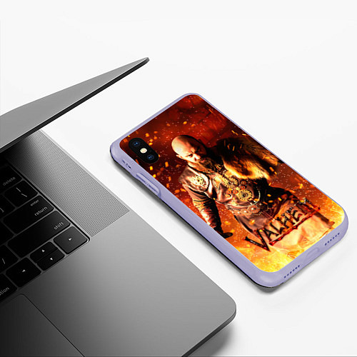 Чехол iPhone XS Max матовый Valheim Викинг в огне / 3D-Светло-сиреневый – фото 3