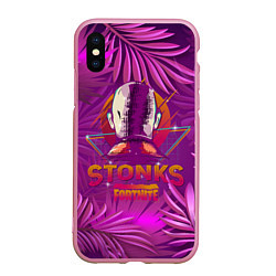 Чехол iPhone XS Max матовый Fortnite Neon Stonks Meme, цвет: 3D-розовый