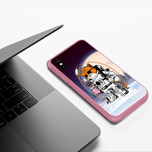 Чехол iPhone XS Max матовый Catronaut / 3D-Малиновый – фото 3