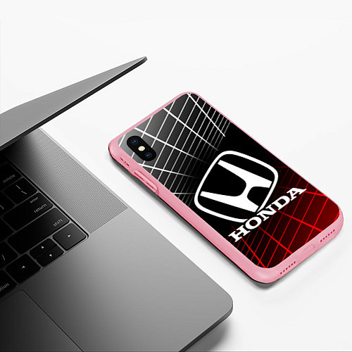 Чехол iPhone XS Max матовый HONDA ХОНДА СЕТКА / 3D-Баблгам – фото 3