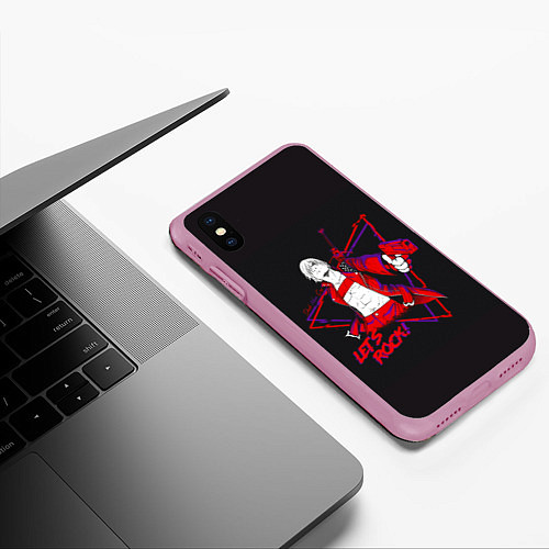 Чехол iPhone XS Max матовый Lets Rock DMC / 3D-Розовый – фото 3
