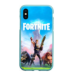 Чехол iPhone XS Max матовый Fortnite Новая Глава, цвет: 3D-мятный